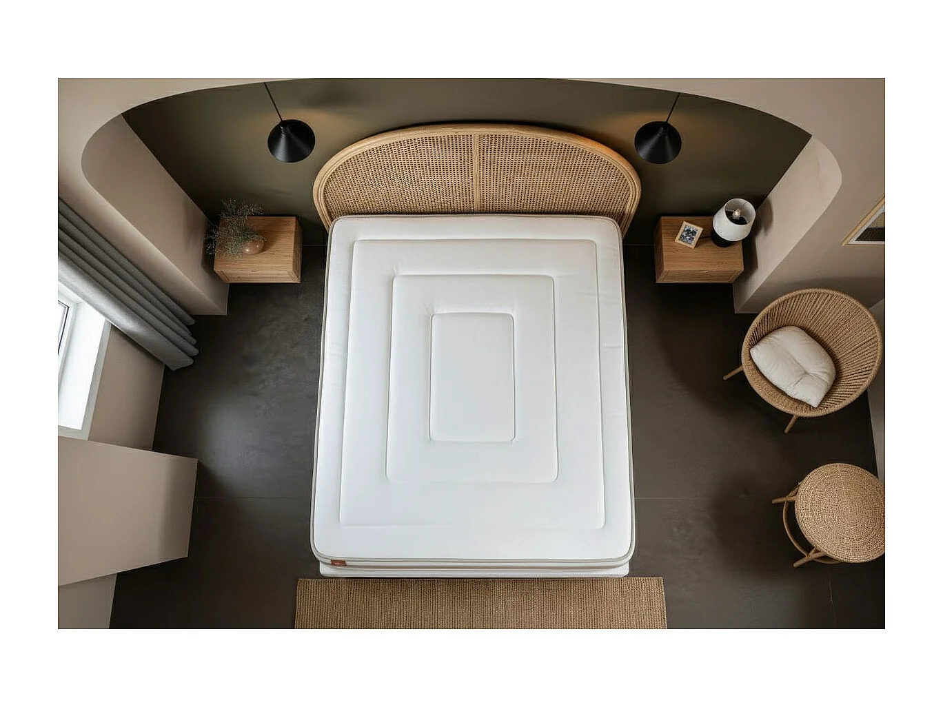 Pack prêt à dormir matelas LE RAFFINÉ 200x200cm Ressorts ensachés + Mémoire de forme BioVisco + sommier kit Beige