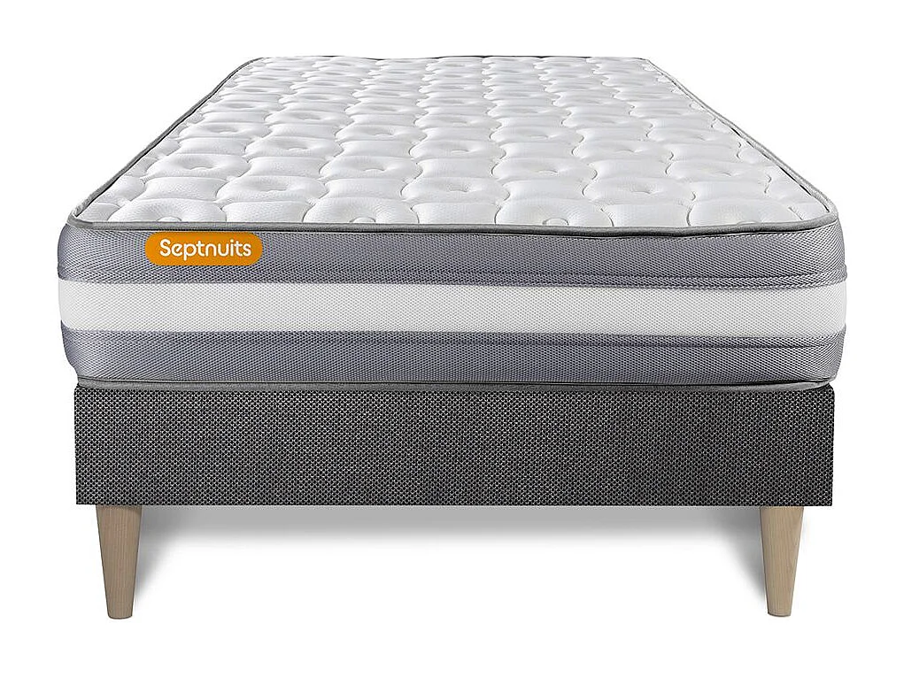 Matelas + sommier kit gris 90x190 Memo Plus Mémoire de forme