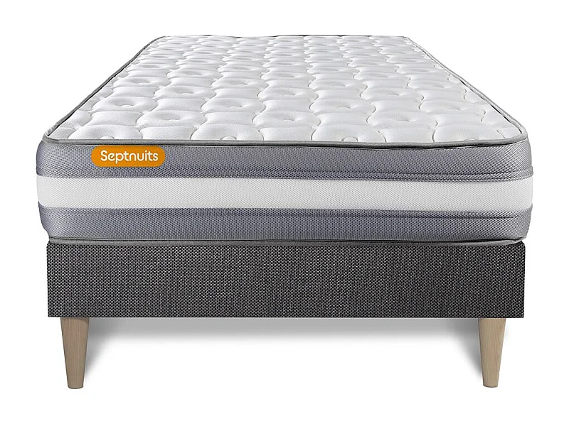 Matelas + sommier kit gris 90x190 Memo Plus Mémoire de forme
