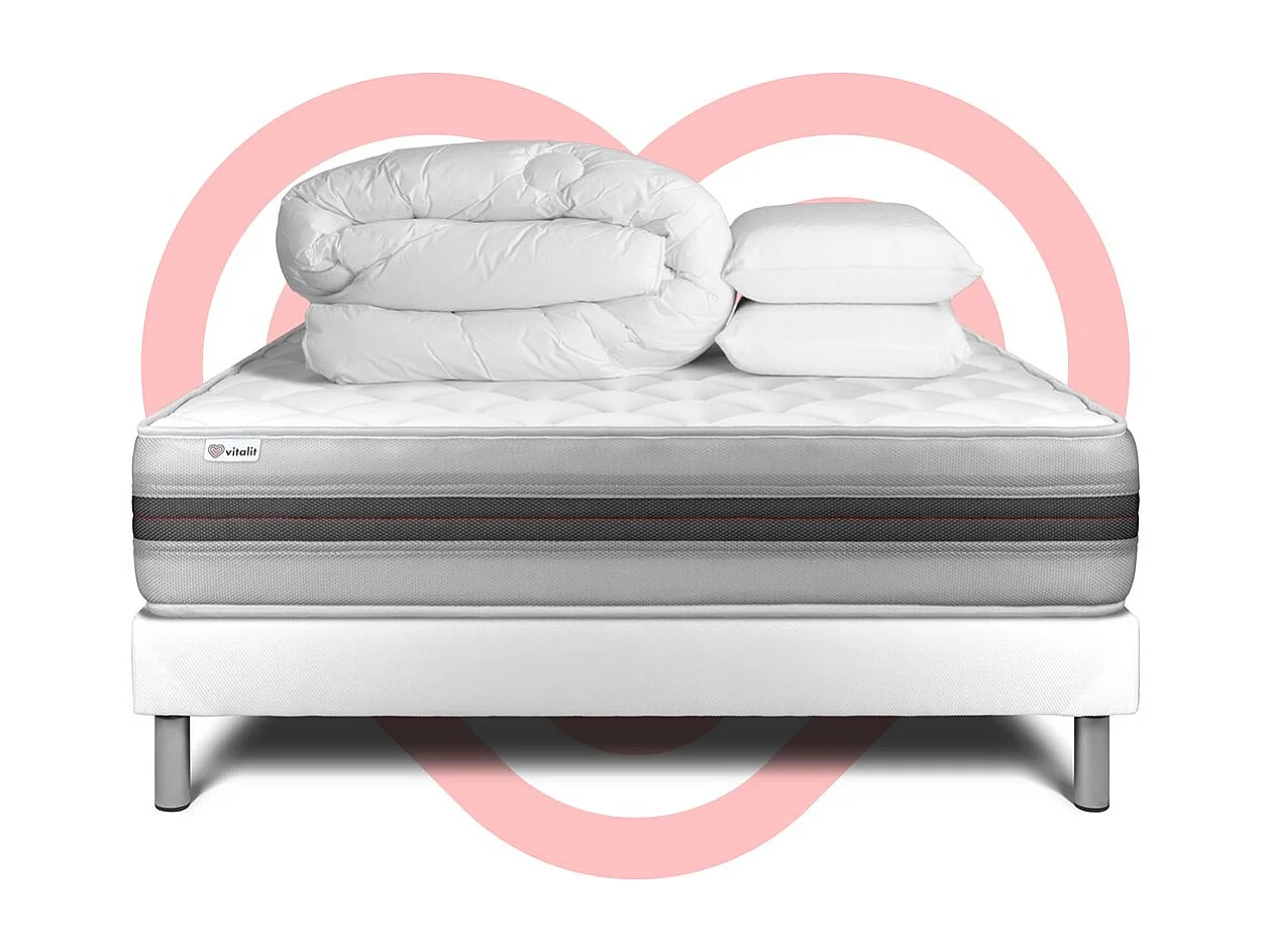 Pack prêt à dormir VITALMEMO BACK 160 x 200 cm sommier Kit blanc