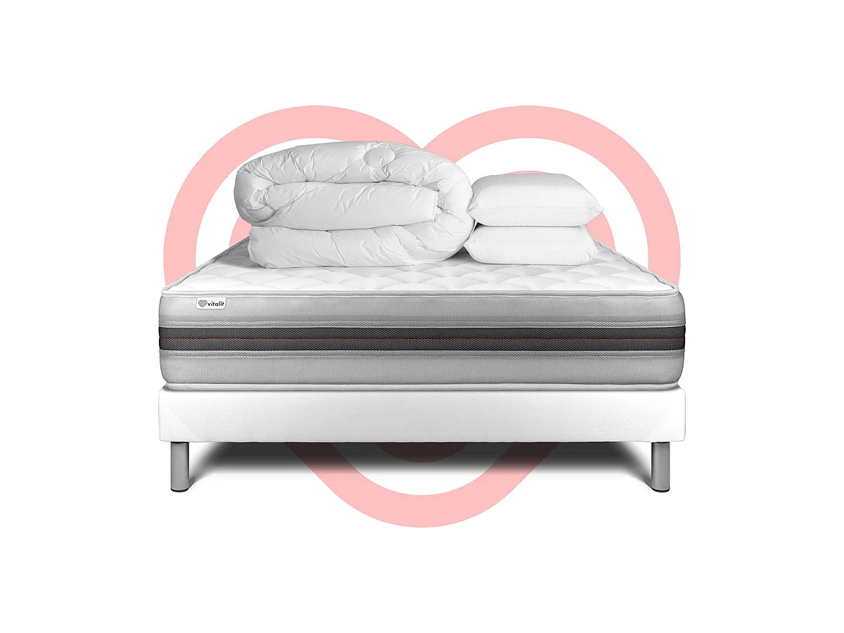 Pack prêt à dormir VITALMEMO BACK 160 x 200 cm sommier Kit blanc