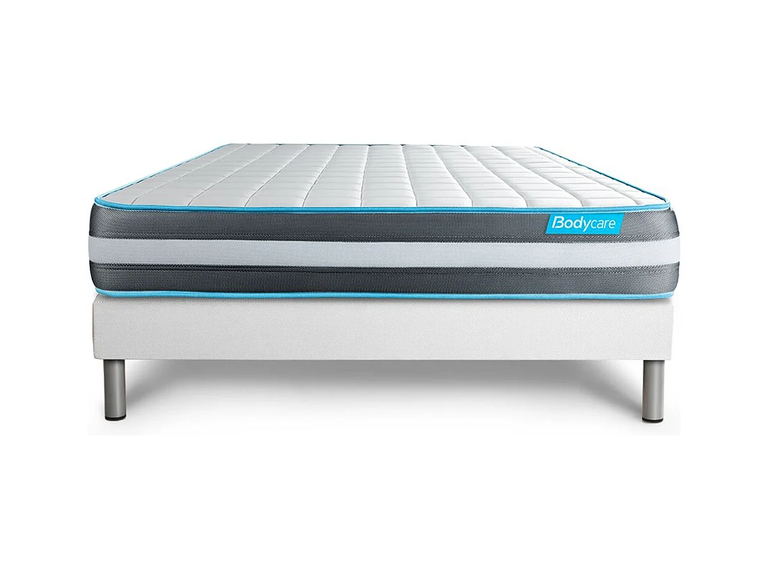 Ensemble 160x200 matelas BodyForm à Mémoire de forme 3 zones + sommier kit blanc