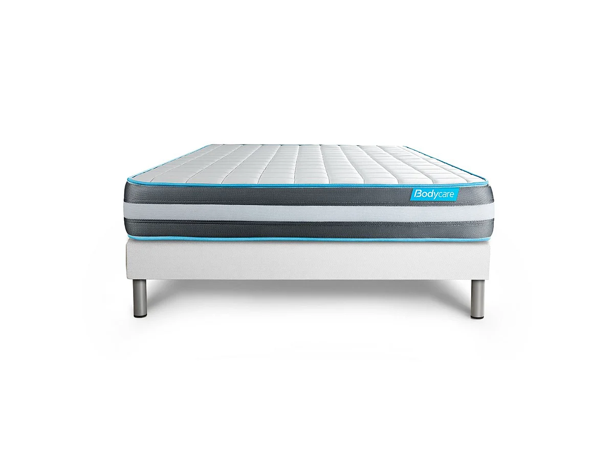 Ensemble 160x200 matelas BodyForm à Mémoire de forme 3 zones + sommier kit blanc