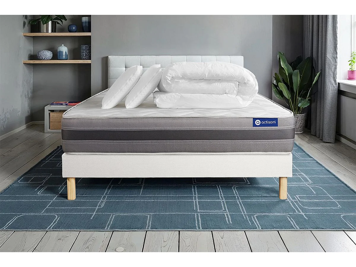 Compleet bedpakket - Matras 140x200 cm + Lattenbodem (kit) + 2 kussens + Dekbed - Actilatex Relax