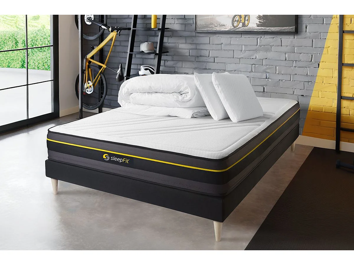 Compleet bedpakket - Matras 160x200 cm + Lattenbodem (set) + 2 kussens + Dekbed - Actief