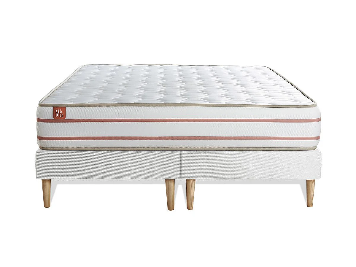 Ensemble LE DOUX 160x200cm Mémoire de forme 3 zones de confort - Ep. 24cm + double sommiers Blanc