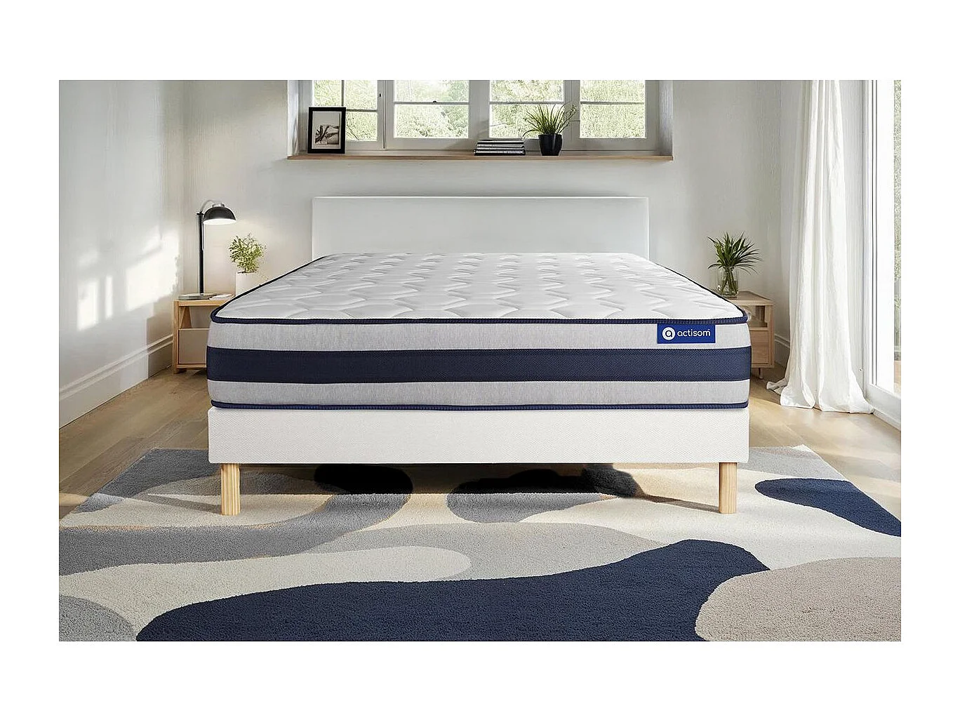 Ensemble matelas Mémoire de forme ACTIMEMO ERGO 90x190 cm Maxi épaisseur 5zones de confort + sommier KIT blanc