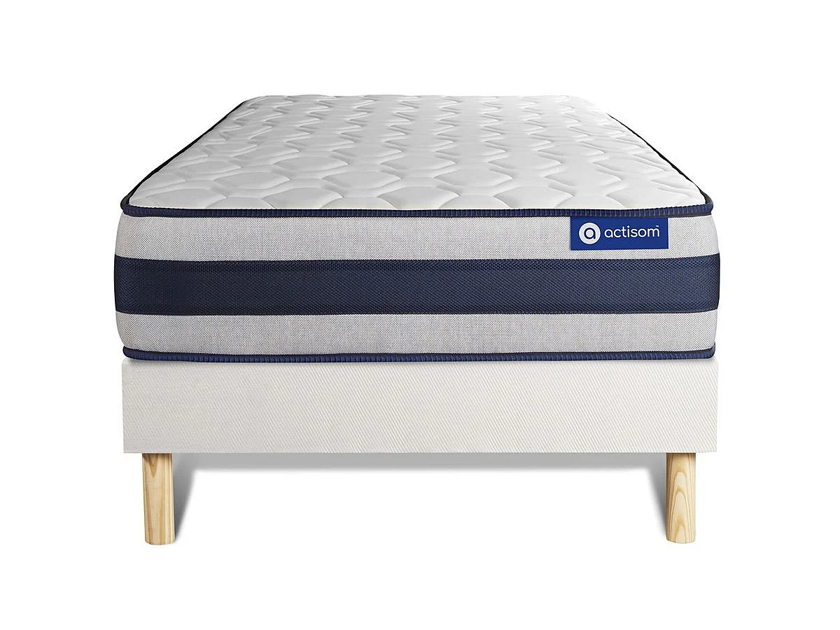 Ensemble matelas Mémoire de forme ACTIMEMO ERGO 90x190 cm Maxi épaisseur 5zones de confort + sommier KIT blanc