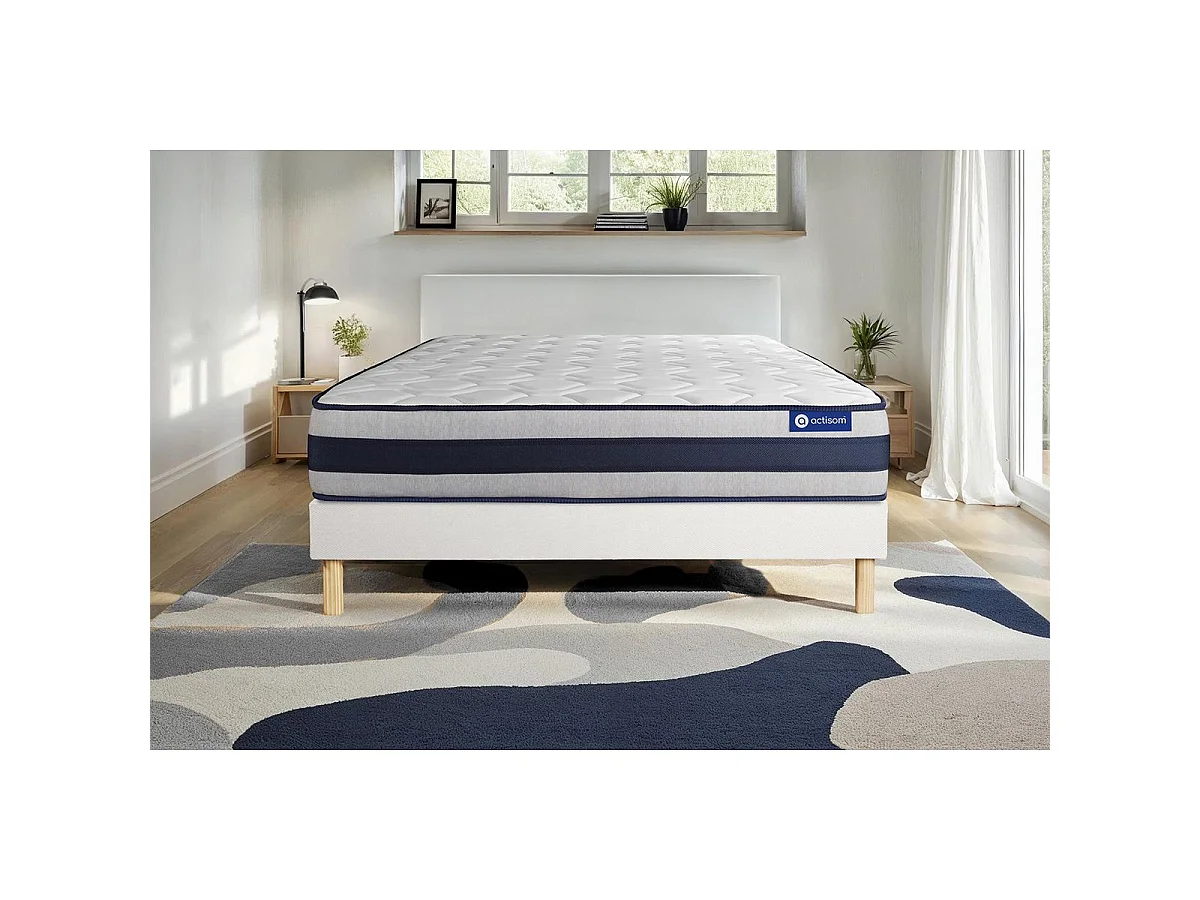 Ensemble matelas Mémoire de forme ACTIMEMO ERGO 90x190 cm Maxi épaisseur 5zones de confort + sommier KIT blanc