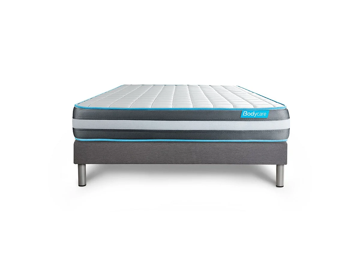 Ensemble 160x200 matelas BodyForm à Mémoire de forme 3 zones + sommier kit gris