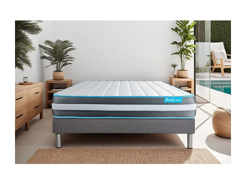 Ensemble 160x200 matelas BodyForm à Mémoire de forme 3 zones + sommier kit gri