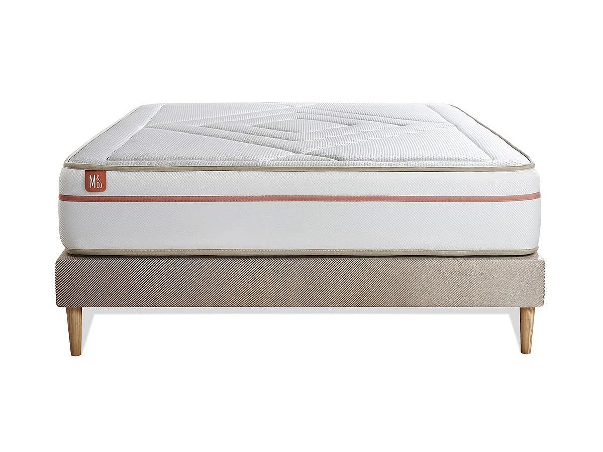 Ensemble LE PAISIBLE 140x200cm Mémoire de forme BioVisco - Ep. 24cm + sommier Beige
