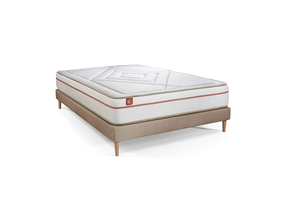 Ensemble LE PAISIBLE 140x200cm Mémoire de forme BioVisco - Ep. 24cm + sommier Beige