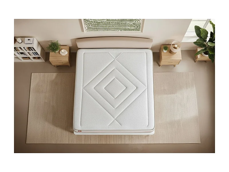 Ensemble LE PAISIBLE 140x200cm Mémoire de forme BioVisco - Ep. 24cm + sommier Beige