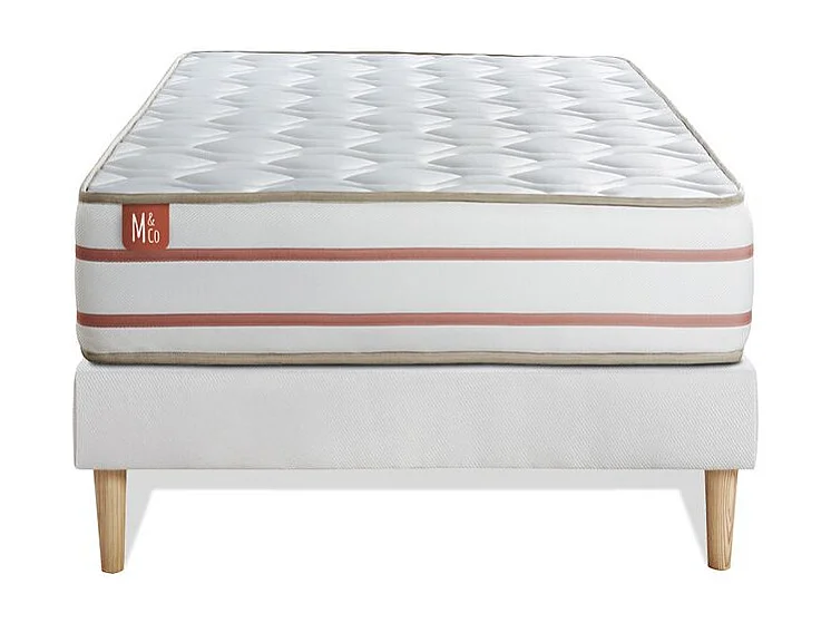 Ensemble LE DOUX 90x190cm Mémoire de forme 3 zones de confort - Ep. 24cm + sommier kit Blanc