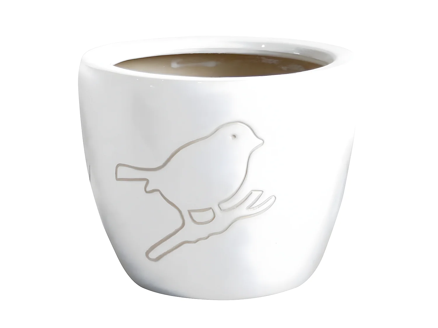 Cache pot Bird blanc en Terre Cuite 13 cm