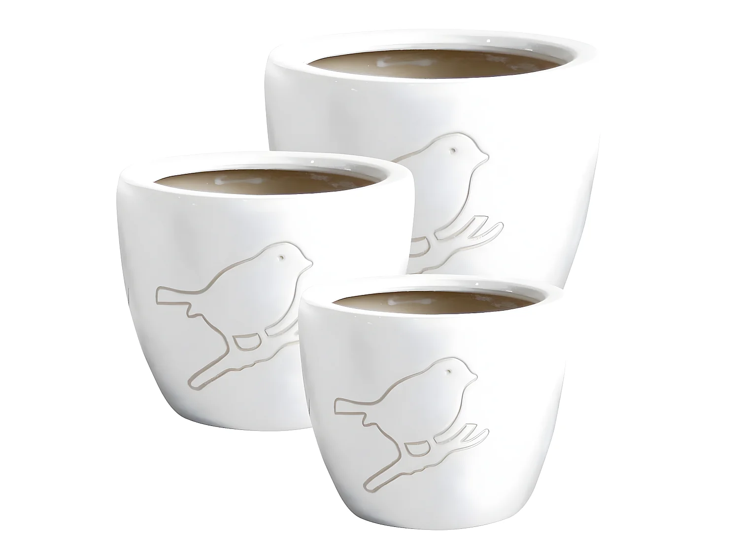 Cache pot Bird blanc en Terre Cuite 13 cm