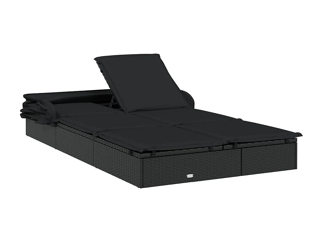 Transat 2 places avec toit pliable noir 213x118x97 cm