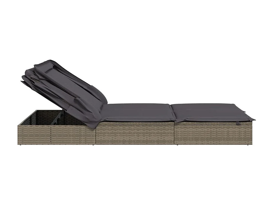 Transat 2 places avec toit pliable gris 213x118x97 cm