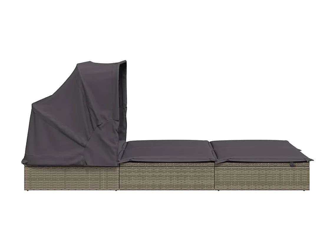 Transat 2 places avec toit pliable gris 213x118x97 cm