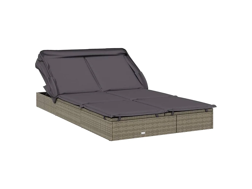 Transat 2 places avec toit pliable gris 213x118x97 cm