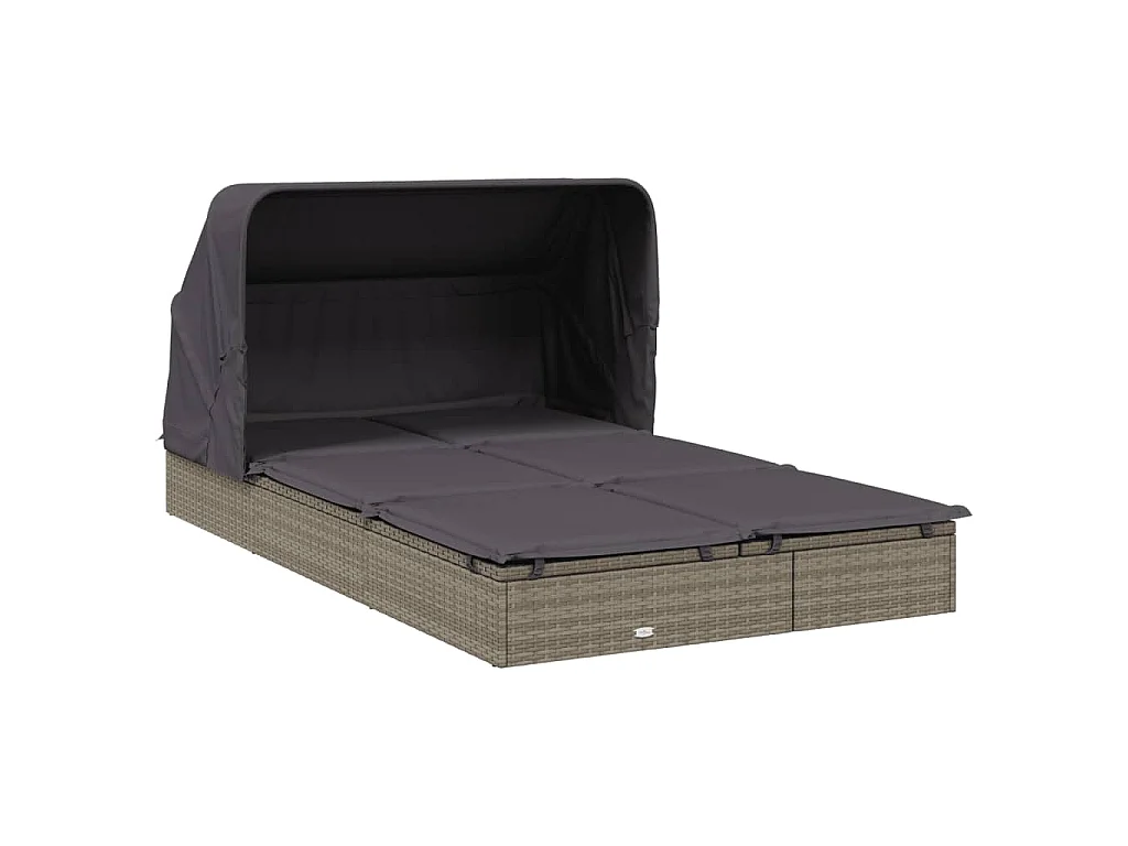 Transat 2 places avec toit pliable gris 213x118x97 cm