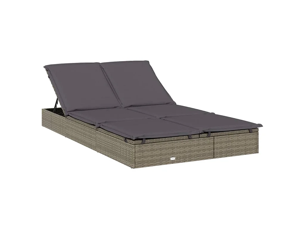 Transat 2 places avec toit pliable gris 213x118x97 cm