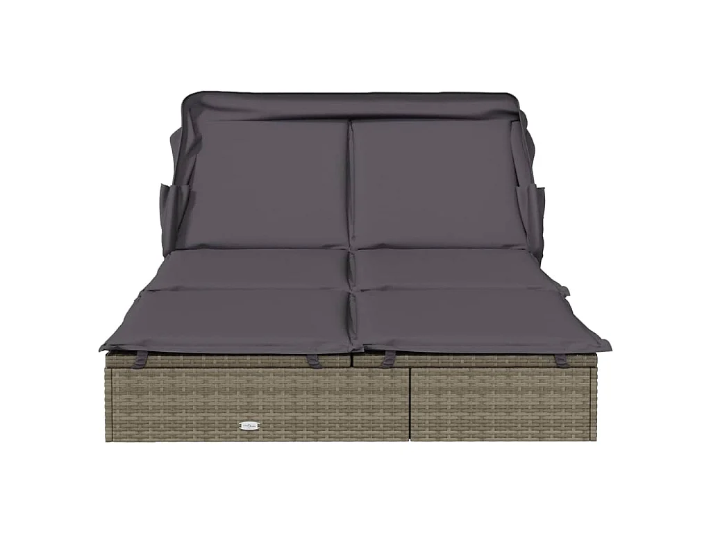 Transat 2 places avec toit pliable gris 213x118x97 cm