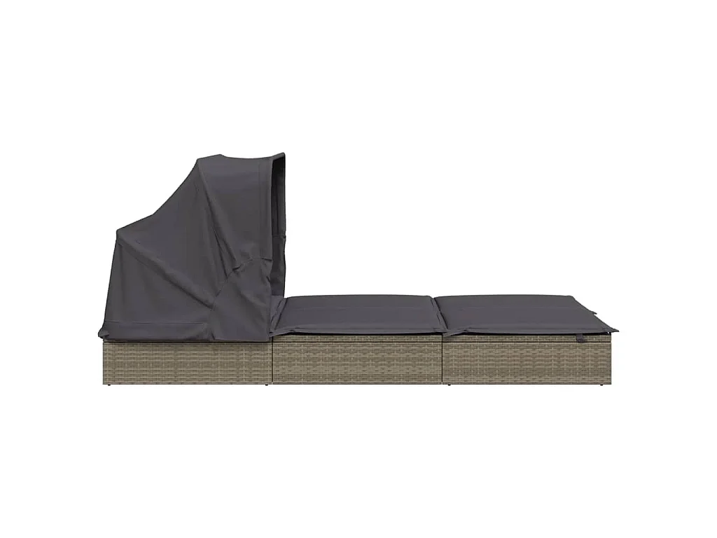 Transat 2 places avec toit pliable gris 213x118x97 cm