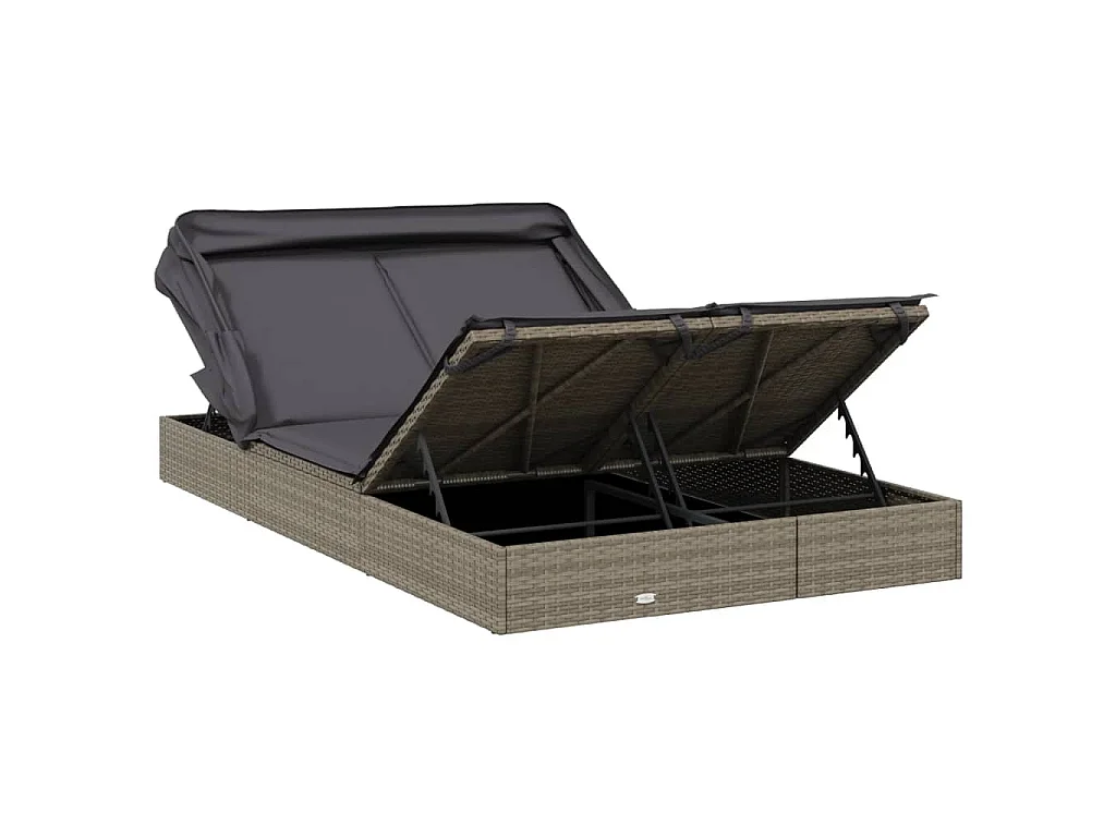 Transat 2 places avec toit pliable gris 213x118x97 cm