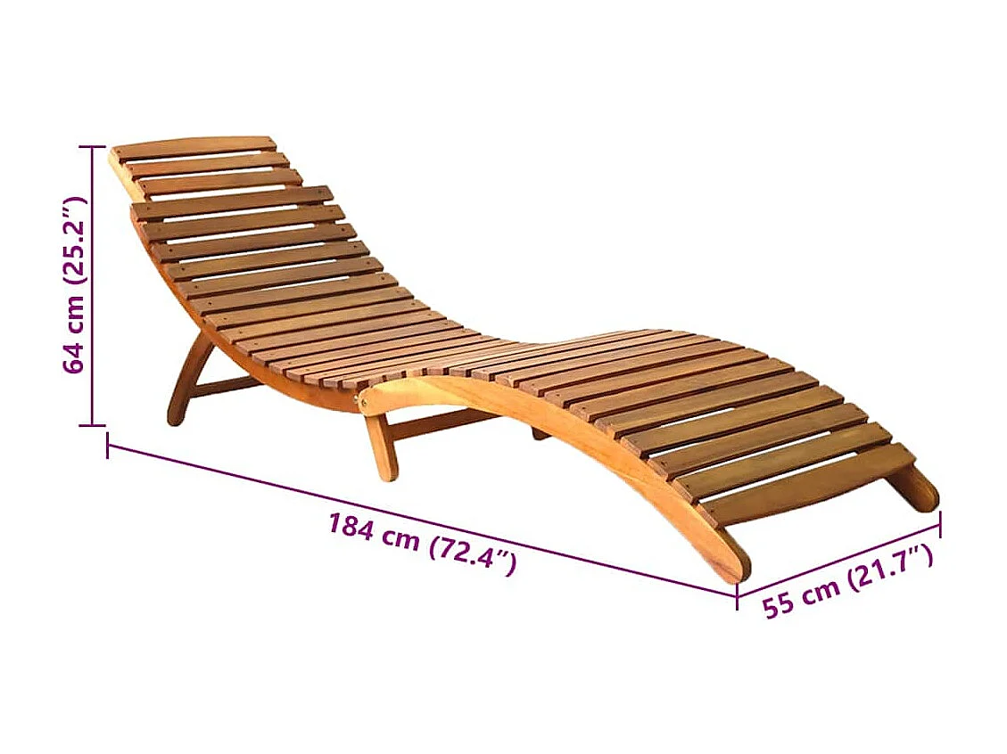 Chaise longue de jardin avec coussin Bois d'acacia solide