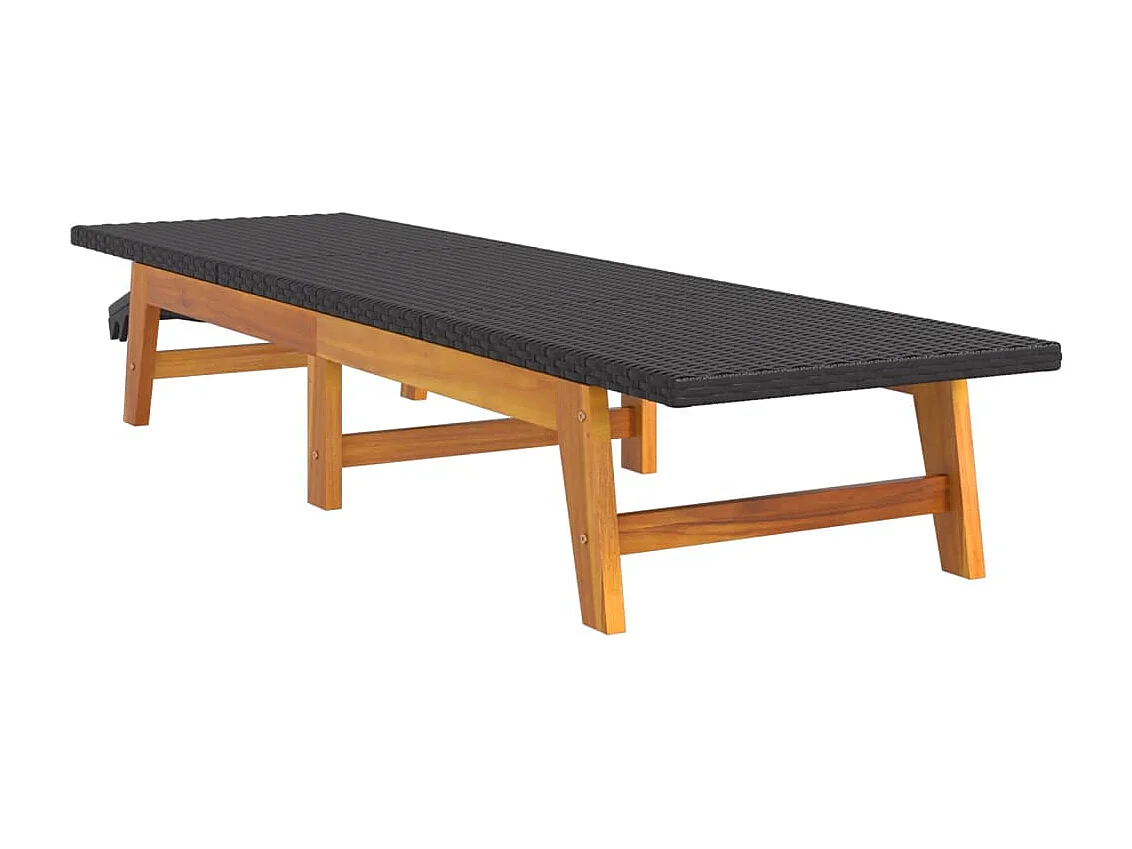 Tumbonas 2 uds ratán y madera maciza acacia marrón y negro