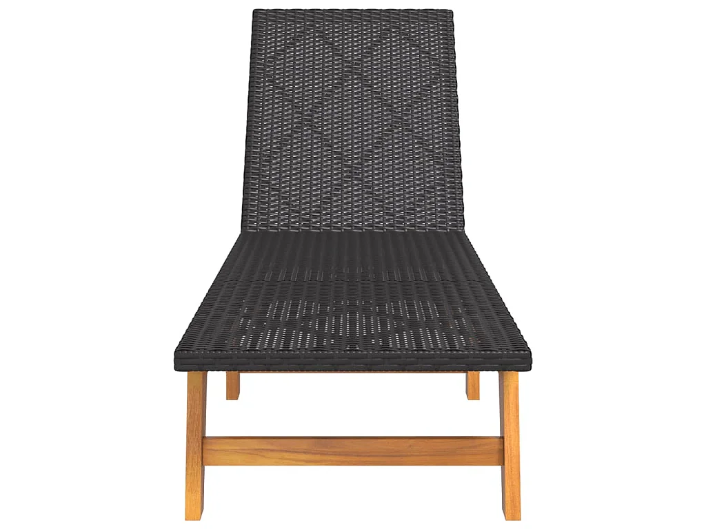 Chaises longues lot de 2 noir/marron résine tressée/bois acacia