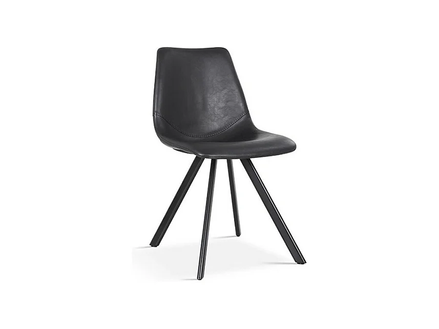 Chaise EMET – PU noir – Pieds métal – H83 x L46 x P60 cm