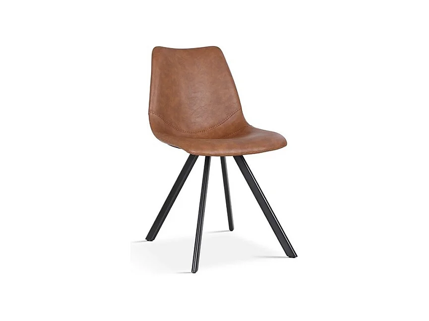Chaise EMET – PU cognac – Pieds métal – H83 x L46 x P60 cm
