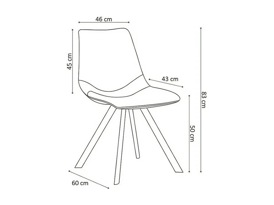 Silla EMET PU Cognac, dimensiones H83 x L46 x P60 cm, ideal para tu cocina o comedor.