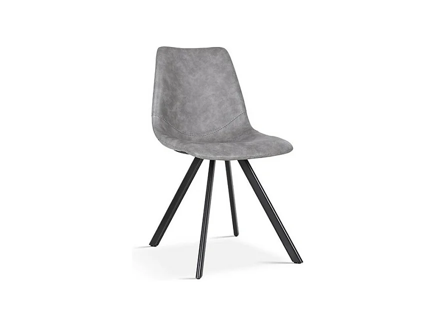 Chaise EMET – PU gris foncé – Pieds métal – H83 x L46 x P60 cm