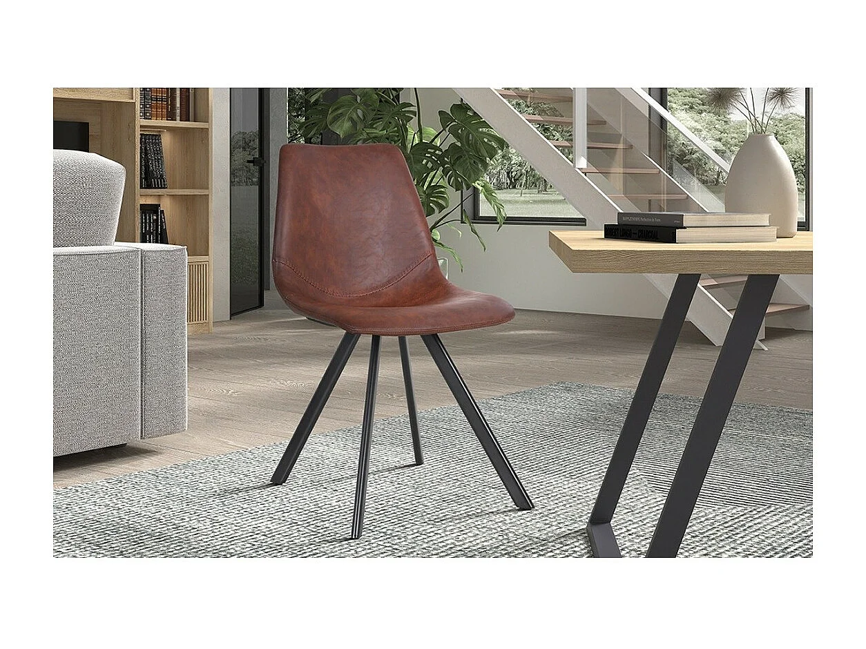 Chaise EMET PU Brun foncé, dimension H83 x L46 x P60 cm, idéal pour votre cuisine ou salle à manger
