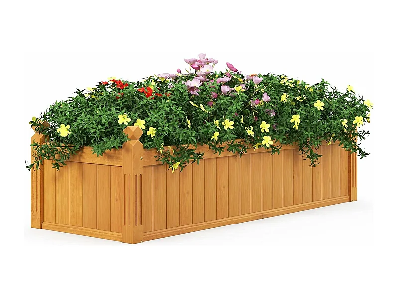 Jardinière Rectangulaire en Bois de SaBois Pré-huilé avec Système de Drainage 110x40x35 CM Bac à Fleurs pour Légumes/Herbes