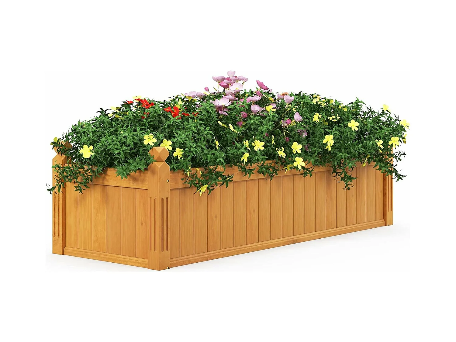 Jardinière Rectangulaire en Bois de SaBois Pré-huilé avec Système de Drainage 110x40x35 CM Bac à Fleurs pour Légumes/Herbes