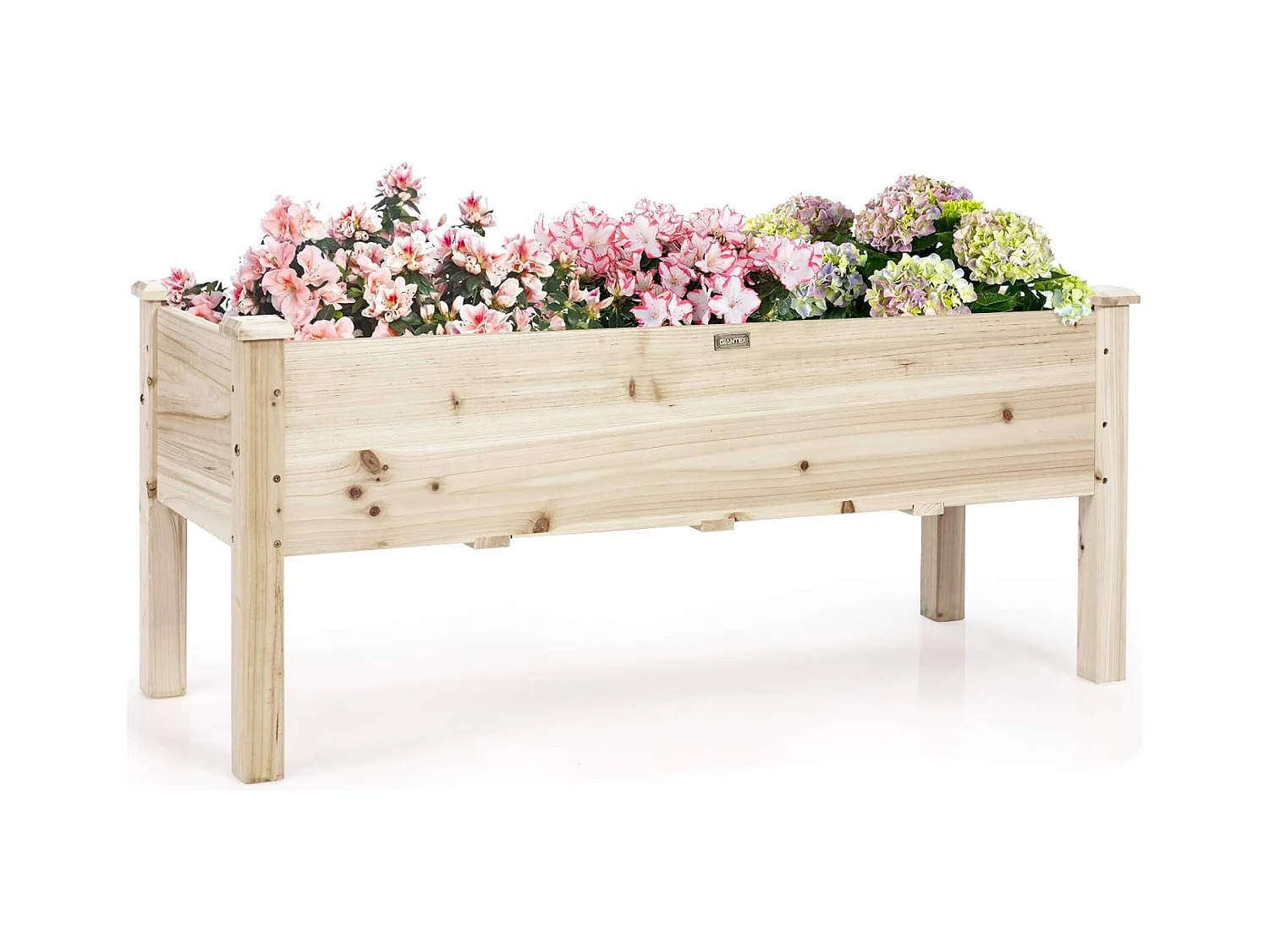 Jardinière Surélevée en Bois, Carré Potager sur Pied avec 5 Trous de Drainage, Jusqu’à 100KG,120x 43,5 x 51CM,Naturel
