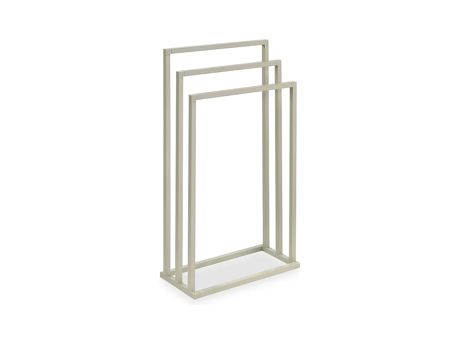 Porte-serviettes sur pied KUNO portant pour vêtements et linge de salle de bain avec 3 niveaux d'étendage, structure en métal beige