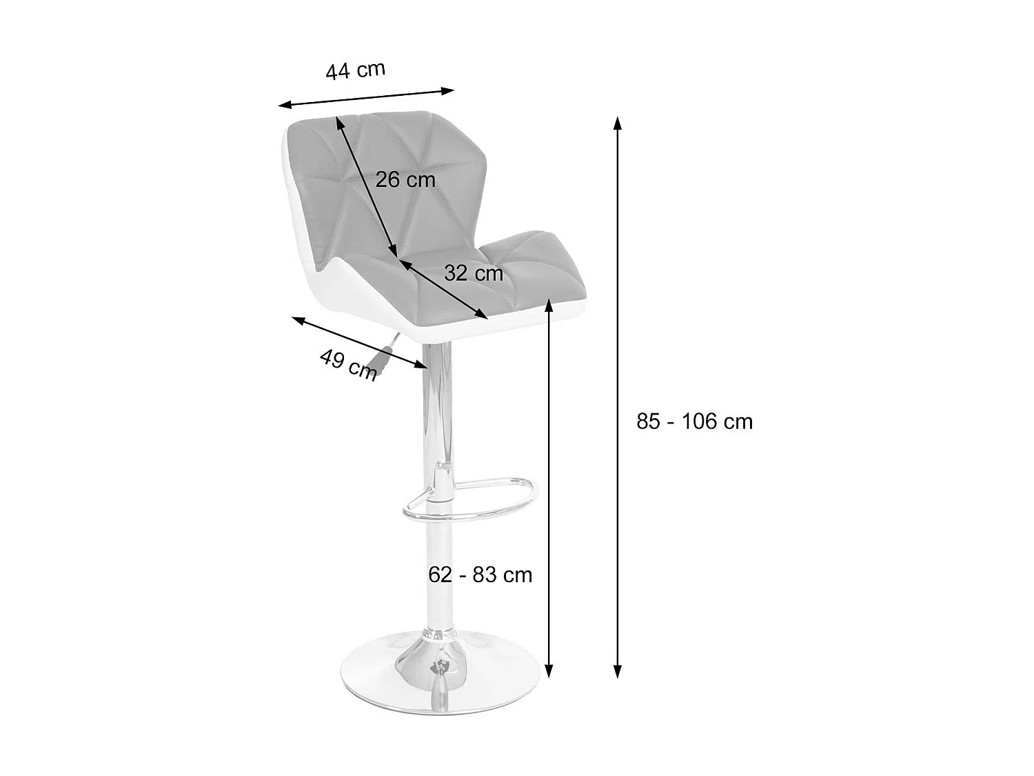 Tabouret de bar chaise grise 44 x 49 x 85 cm 04_0005263