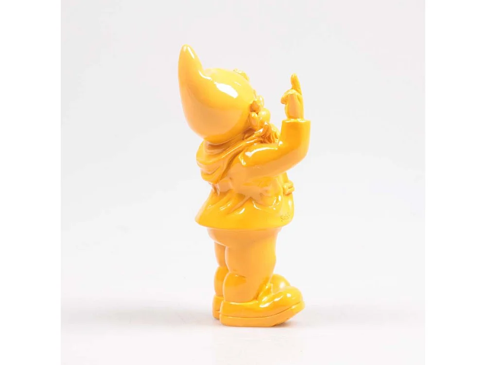 Nain de jardin en résine doigt d'honneur 7 x 8 x 20 cm Jaune