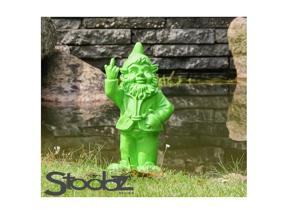 Nain de jardin en résine doigt d'honneur 7 x 8 x 20 cm Vert