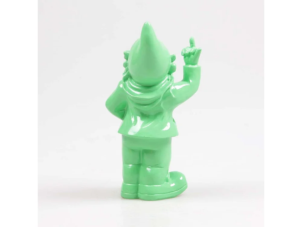 Nain de jardin en résine doigt d'honneur 7 x 8 x 20 cm Vert