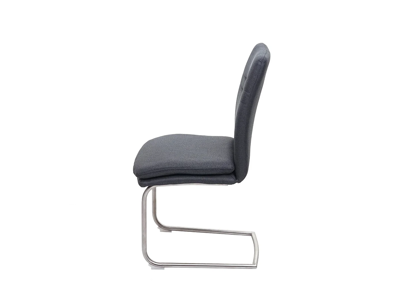 Lot de 2 chaises de salle à manger cuisine en tissu gris foncé et acier inoxydable coutures décoratives 04_0000412