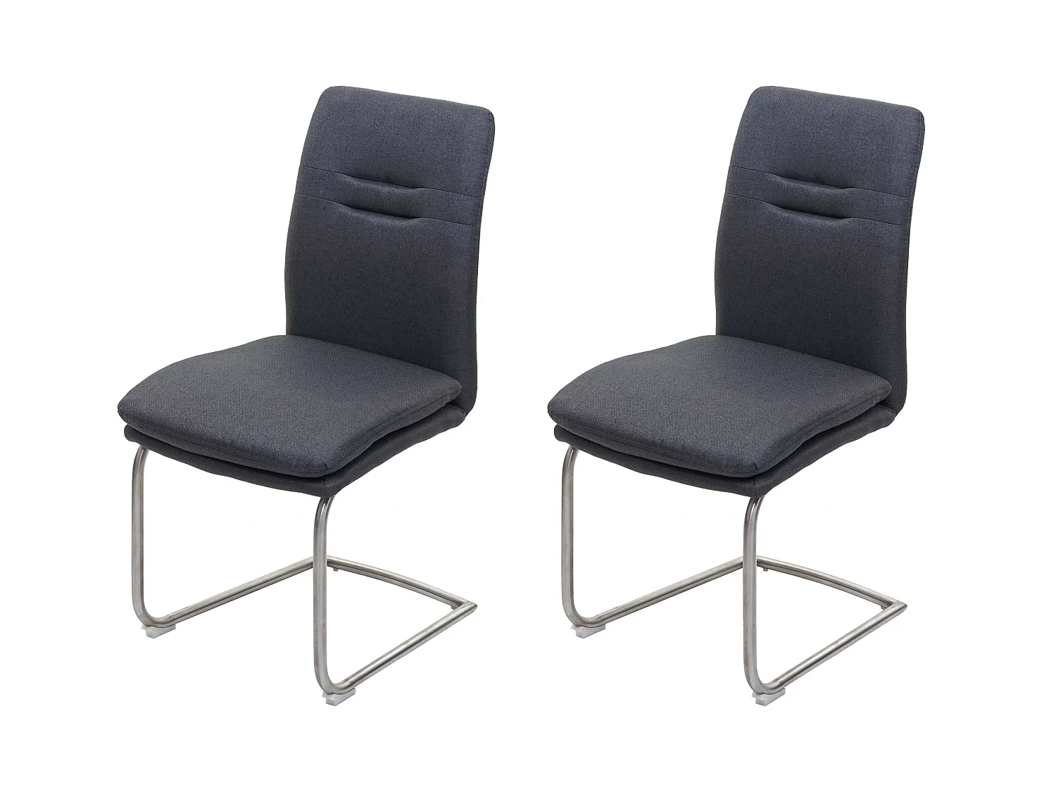 Lot de 2 chaises de salle à manger cuisine en tissu gris foncé et acier inoxydable coutures décoratives 04_0000412