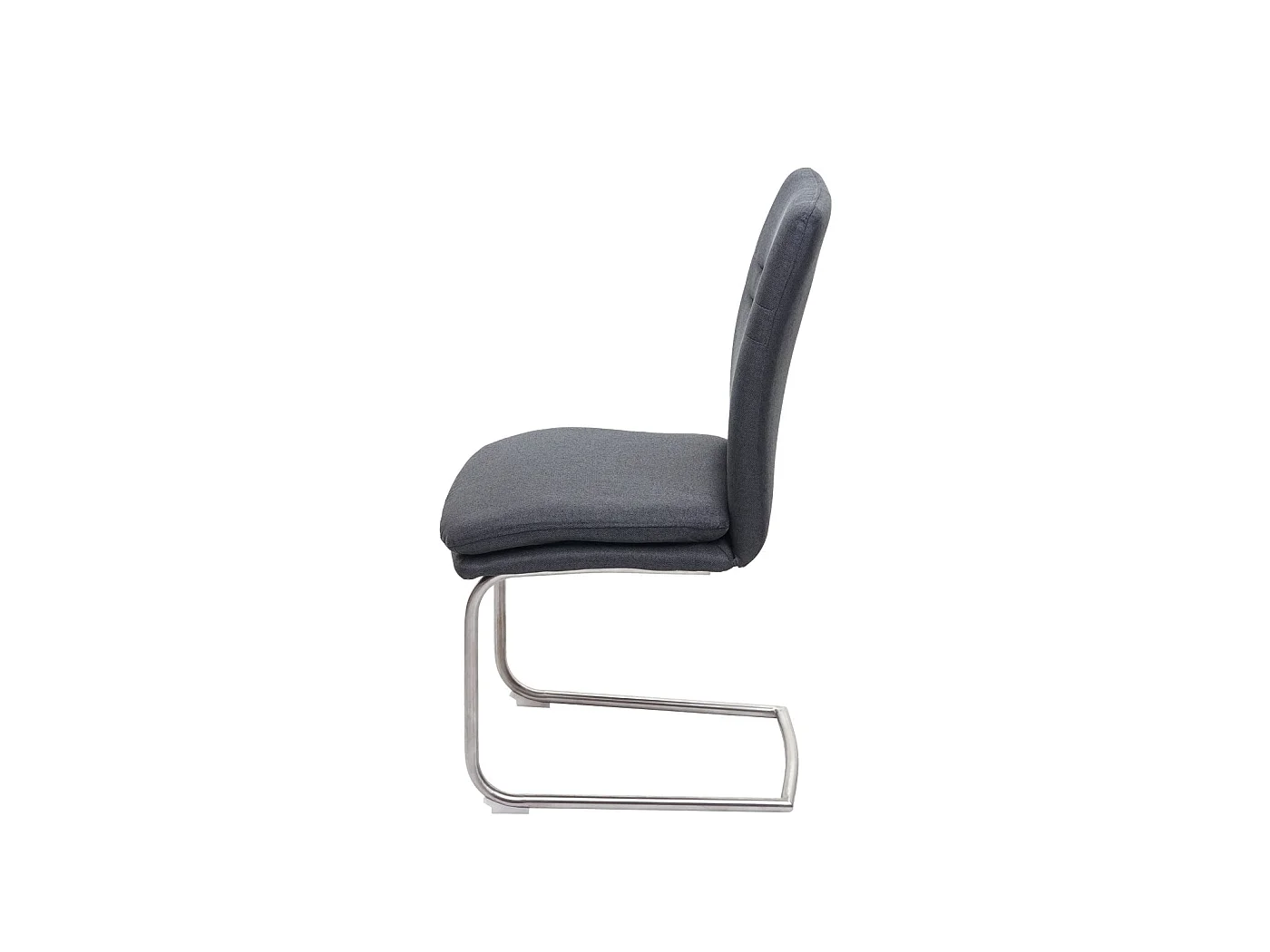 Lot de 2 chaises de salle à manger cuisine en tissu gris foncé et acier inoxydable coutures décoratives 04_0000412