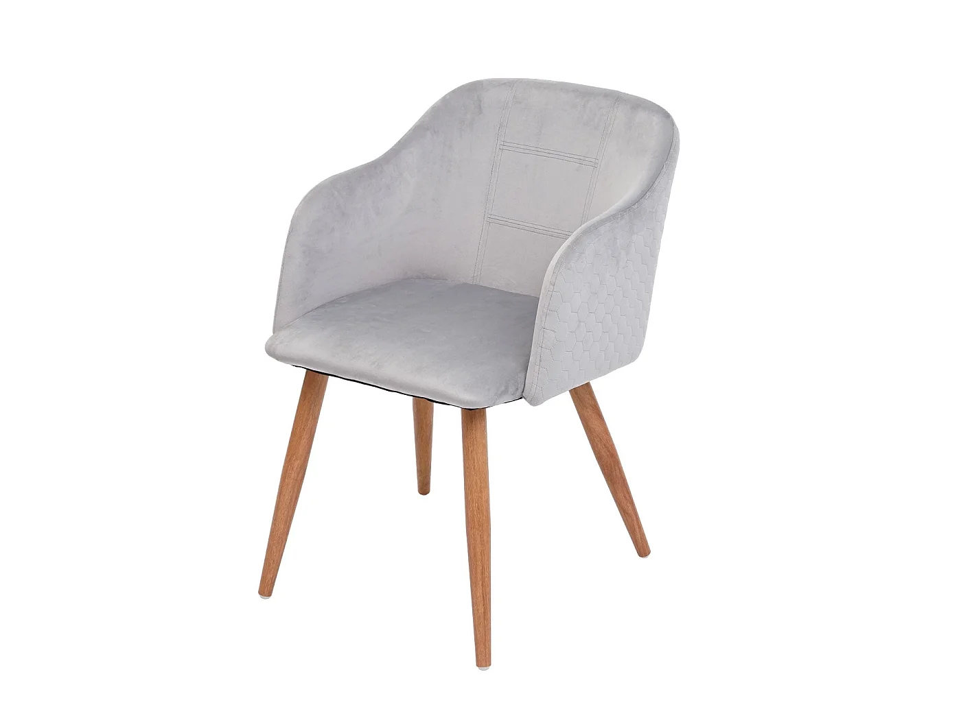 Lot de 6 chaises de salle à manger cuisine design scandinave rétro accoudoirs tissu velours gris clair 04_0000809